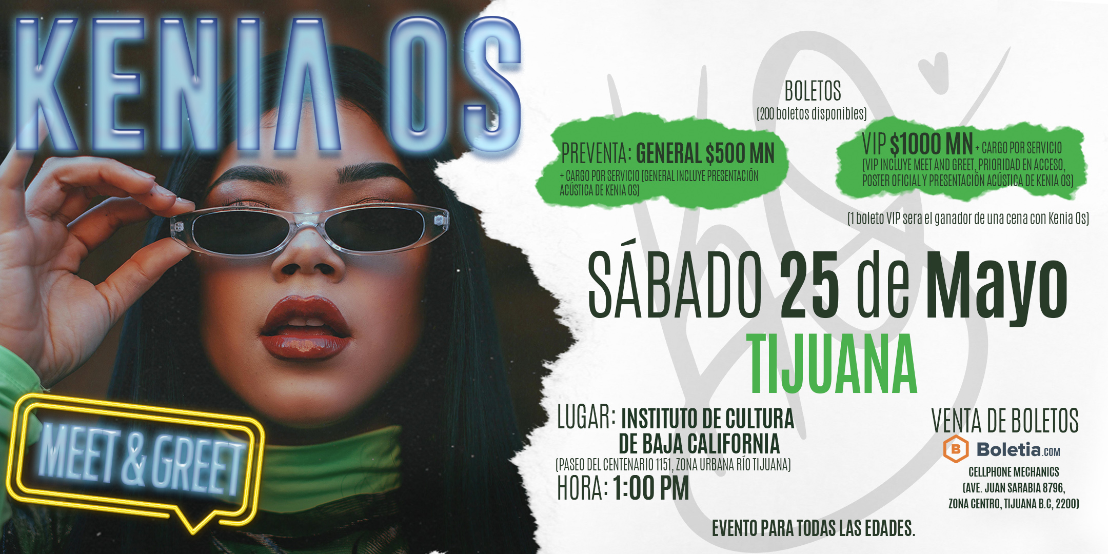 Compra boletos para Kenia Os en Tijuana Boletia