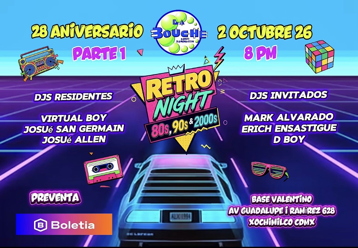Flyer de 28 Aniversario La bouche ACM Retro night 80s 90s 2000s