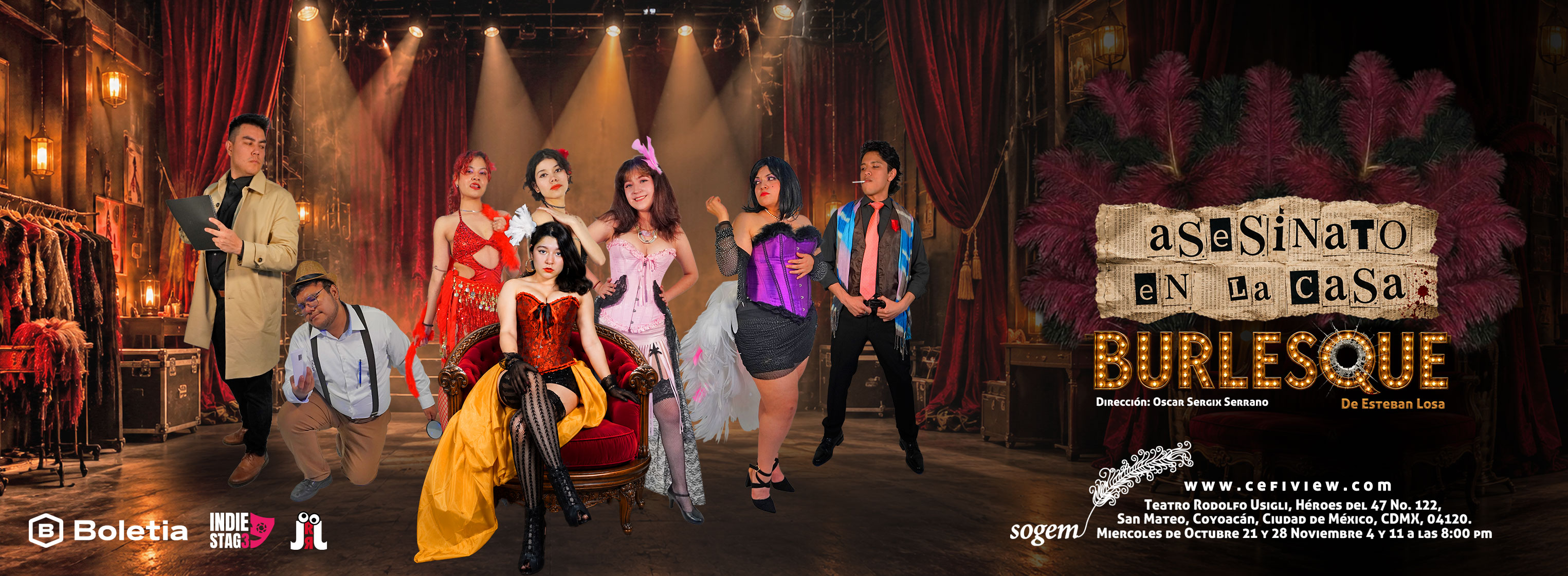 Flyer de Asesinato en la Casa Burlesque