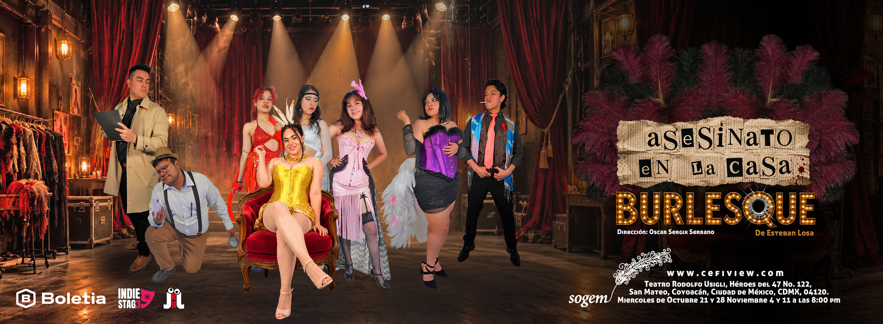Flyer de Asesinato en la Casa Burlesque