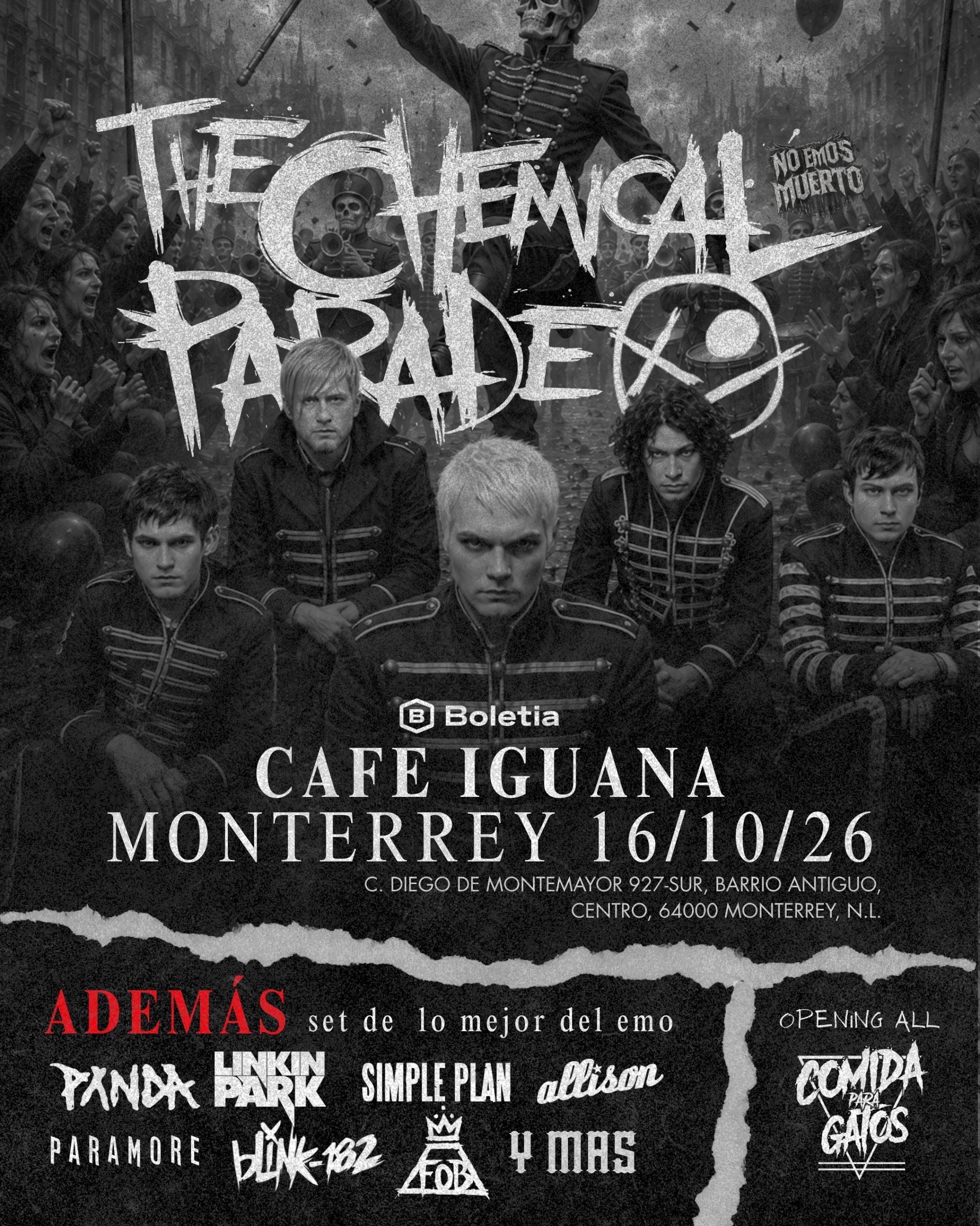 Flyer de Tributo My Chemical Romance + Emo Night