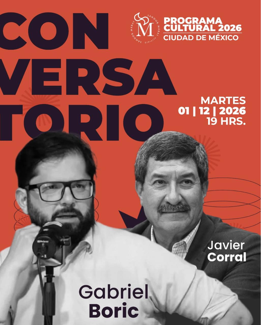 Flyer de Boric en Sándor Márai Ciudad de México