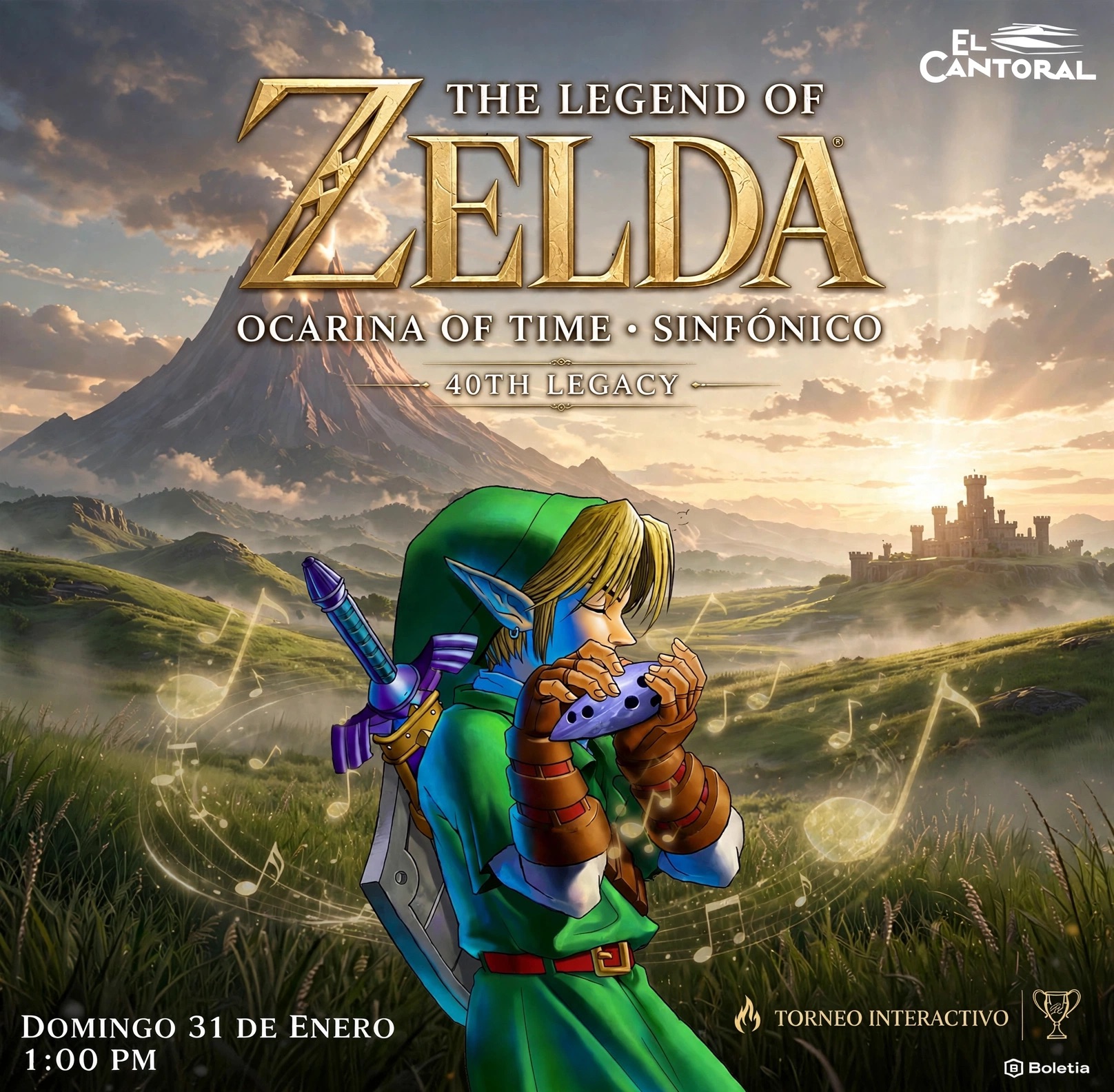 Flyer de The Legend of Zelda: Ocarina of Time SINFÓNICO 40 th
