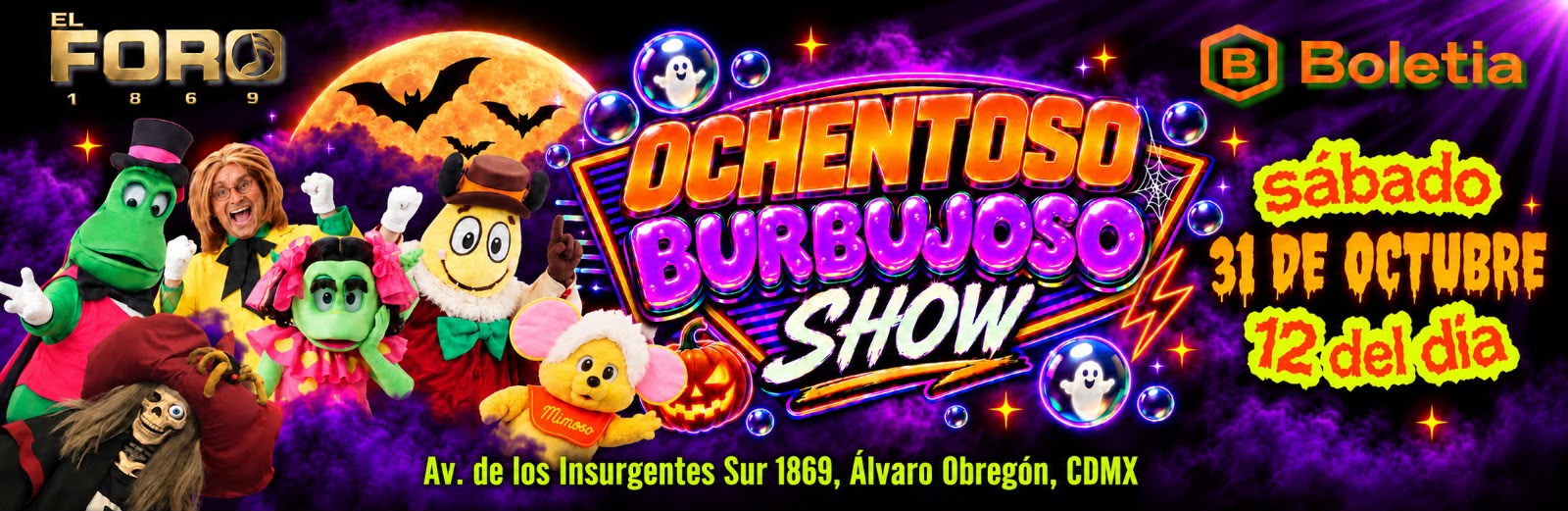 Flyer de Ochentoso Burbujoso Show
